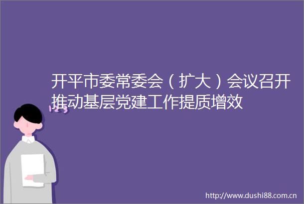 开平市委常委会（扩大）会议召开推动基层党建工作提质增效
