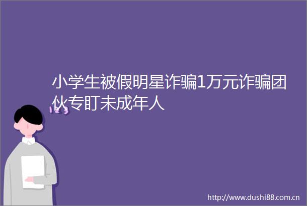 小学生被假明星诈1万元诈团伙专盯未成年人