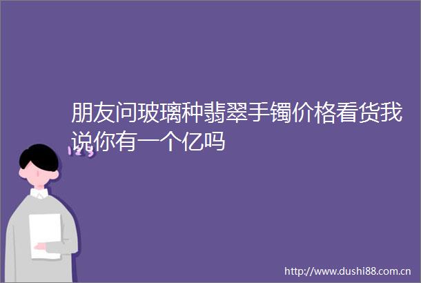 朋友问玻璃种翡翠手镯价格看货我说你有一个亿吗