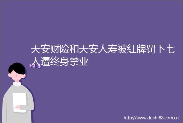 天安财险和天安人寿被红牌罚下七人遭终身禁业