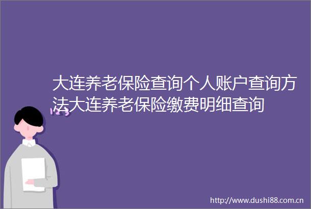 大连养老保险查询个人账户查询方法大连养老保险缴费明细查询