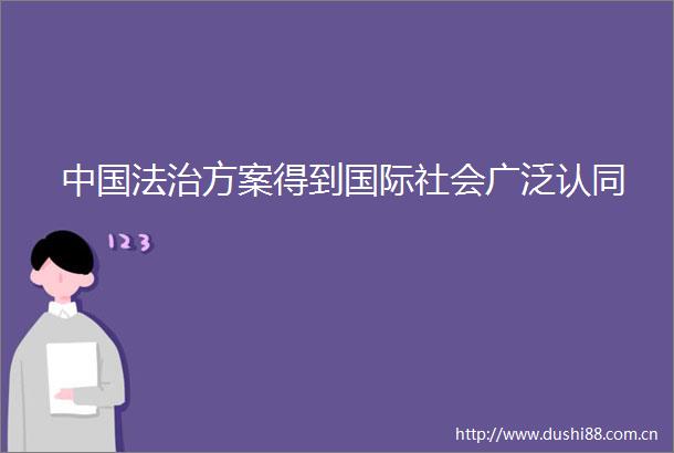 法治方案得到国际社会广泛认同
