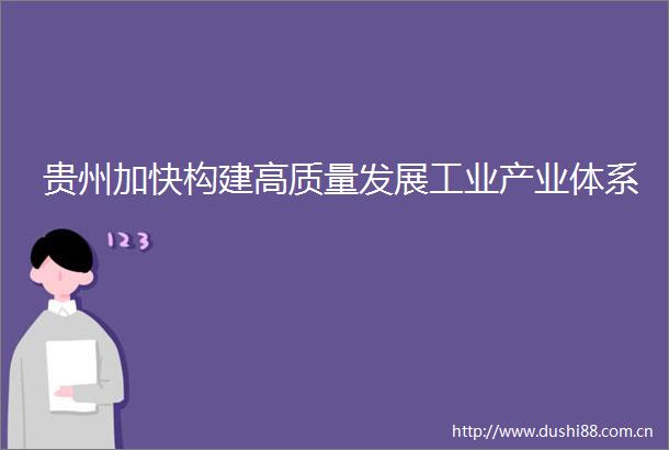 贵州加快构建高质量发展工业产业体系