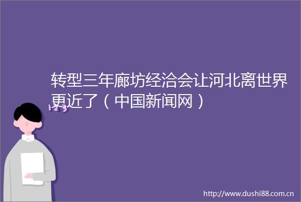 转型三年廊坊经洽会让河北离世界更近了（新闻网）