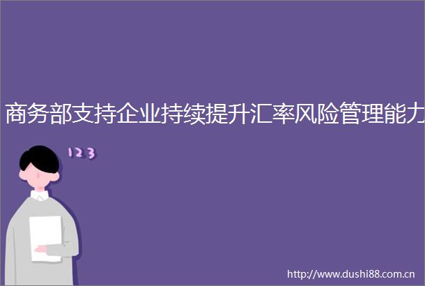 商务部支持企业持续提升汇率风险管理能力