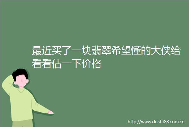 最近买了一块翡翠希望懂的大侠给看看估一下价格