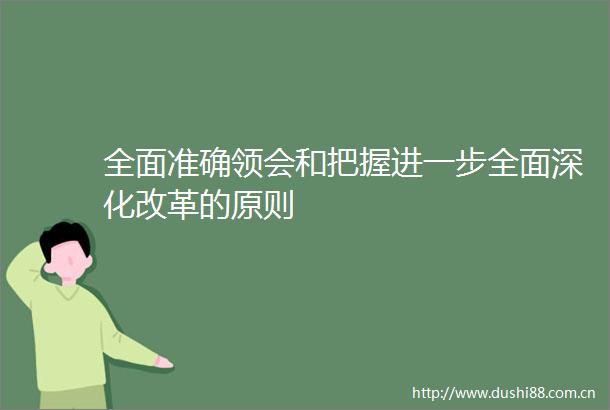 全面准确领会和把握进一步全面深化改革的原则