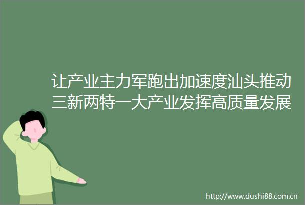 让产业主力军跑出加速度汕头推动三新两特一大产业发挥高质量发展支撑作用