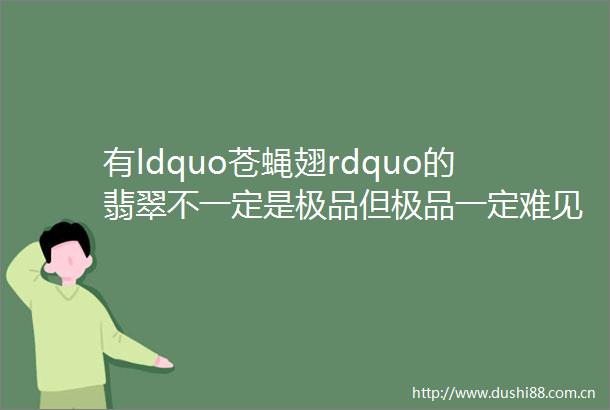 有ldquo苍蝇翅rdquo的翡翠不一定是极品但极品一定难见ldquo苍蝇翅rdquo