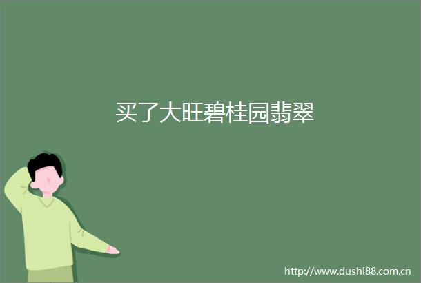 买了大旺碧桂园翡翠