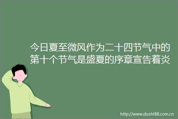 今日夏至微风作为二十四节气中的第十个节气是盛夏的序章宣告着炎炎夏日的正式登场属于夏天的100个美景