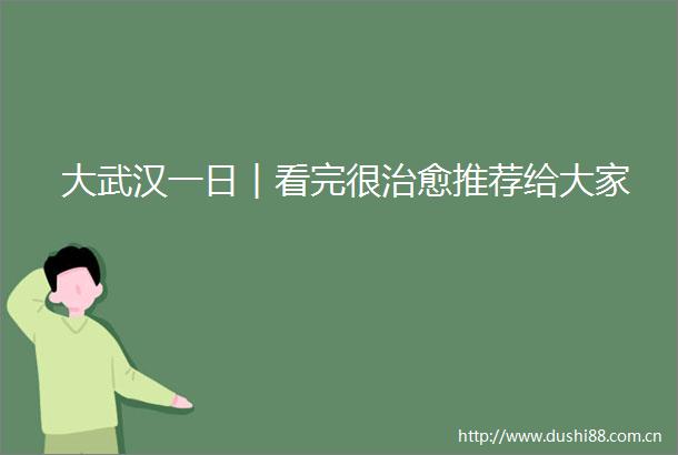 大武汉一日︱看完很治愈推荐给大家