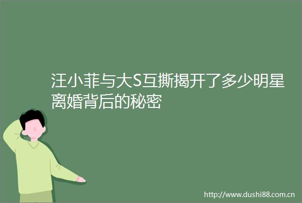 汪小菲与大S互撕揭开了多少明星离婚背后的秘密