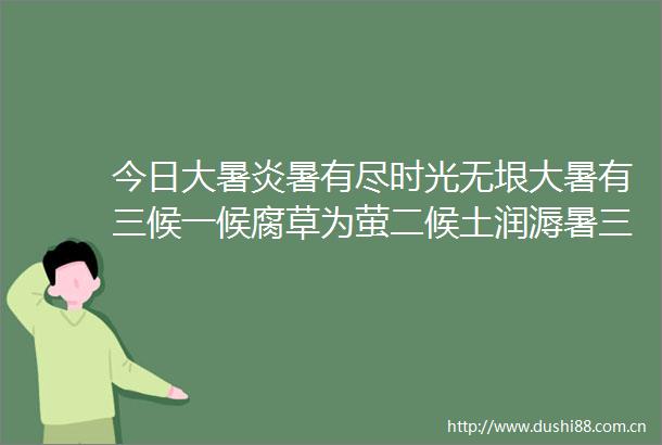今日大暑炎暑有尽时光无垠大暑有三候一候腐草为萤二候土润溽暑三候大雨时行