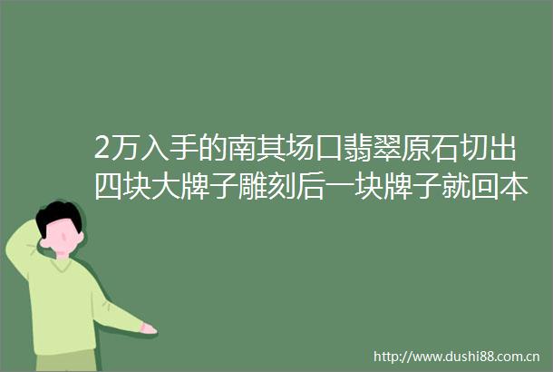 2万入手的南其场口翡翠原石切出四块大牌子雕刻后一块牌子就回本了