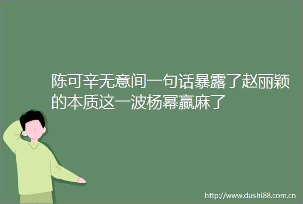 陈可辛无意间一句话了赵丽颖的本质这一波杨幂赢麻了