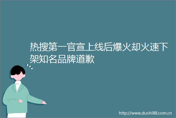 热搜第一官宣上线后爆火却火速下架知名品牌道歉