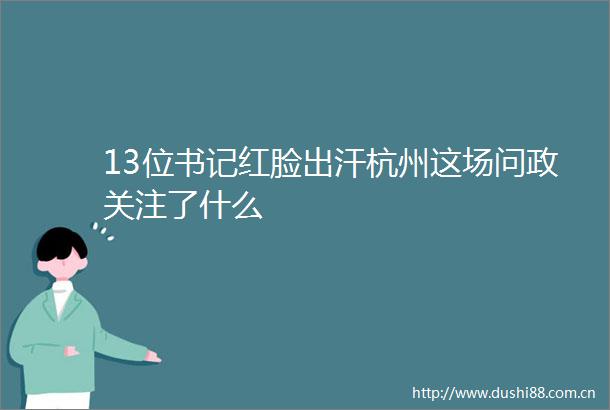 13位书记红脸出汗杭州这场问政关注了什么