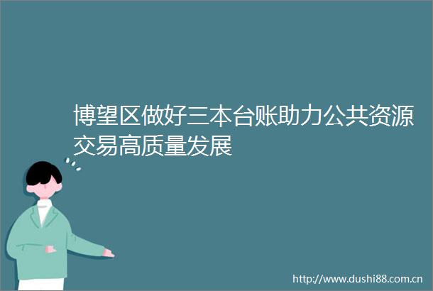 博望区做好三本台账助力公共资源交易高质量发展