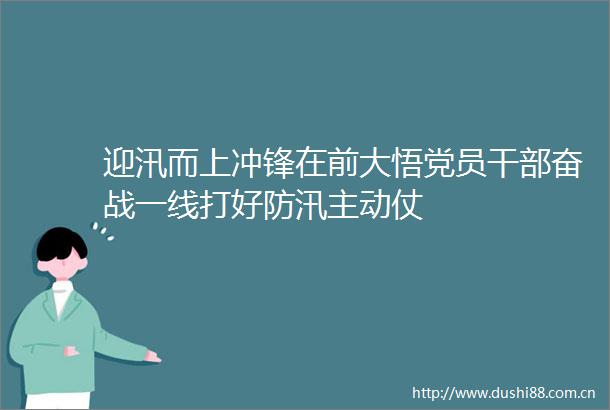 迎汛而上冲锋在前大悟党员奋战一线打好防汛主动仗