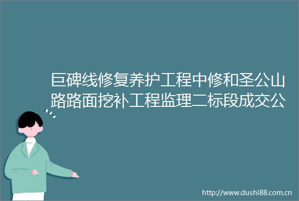 巨碑线修复养护工程中修和圣公山路路面挖补工程监理二标段成交公告