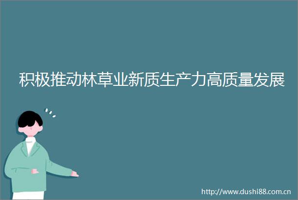 积极推动林草业新质生产力高质量发展