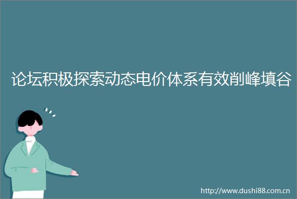 论坛积极探索动态电价体系有效削峰填谷