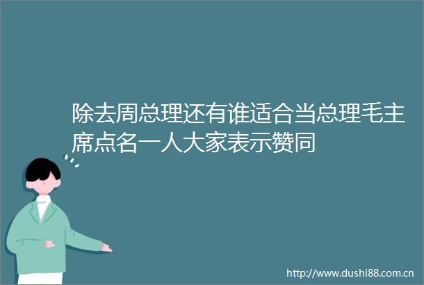 除去周总理还有谁适合当总理毛点名一人大家表示赞同