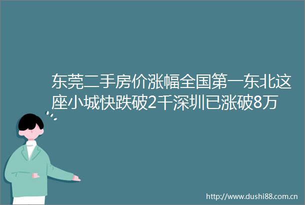 东莞二手房价涨幅全国第一东北这座小城快跌破2千深圳已涨破8万
