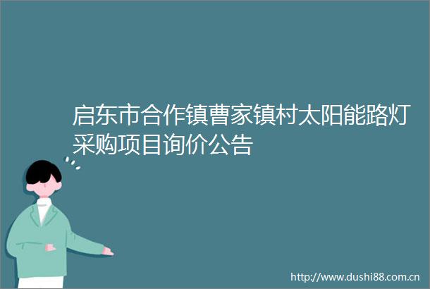 启东市合作镇曹家镇村太阳能路灯采购项目询价公告
