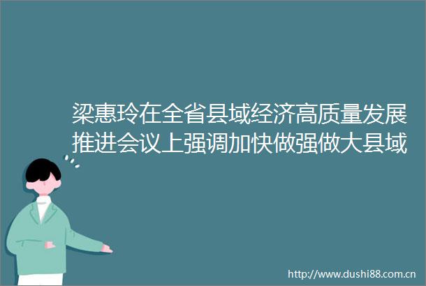 梁惠玲在全省县域经济高质量发展推进会议上强调加快做强做大县域经济