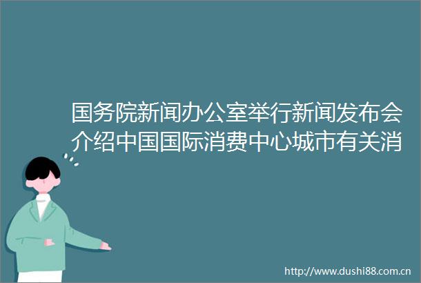 国务院新闻办公室举行新闻发布会介绍国际消费中心城市有关消费月活动情况