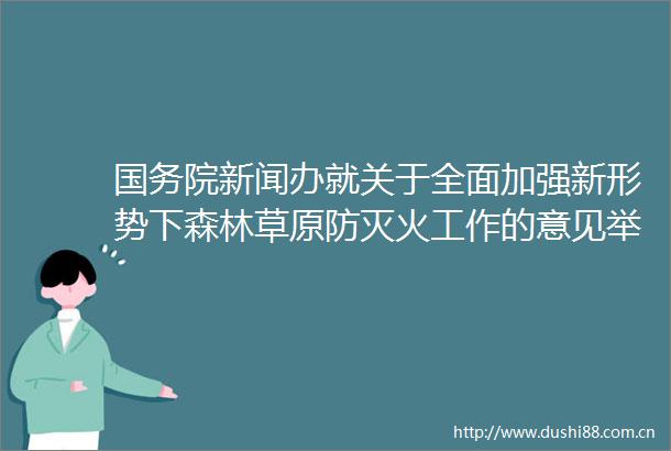 国务院新闻办就关于全面加强新形势下森林草原防灭火工作的意见举行发布会