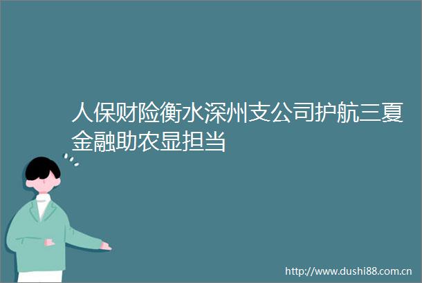 人保财险衡水深州支公司护航三夏金融助农显担当