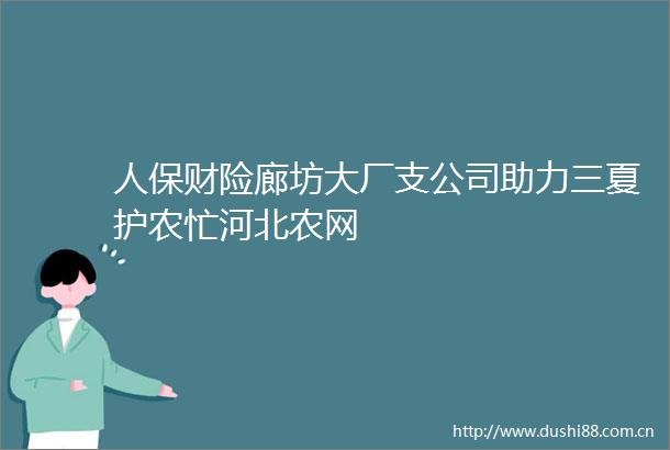 人保财险廊坊大厂支公司助力三夏护农忙河北农网