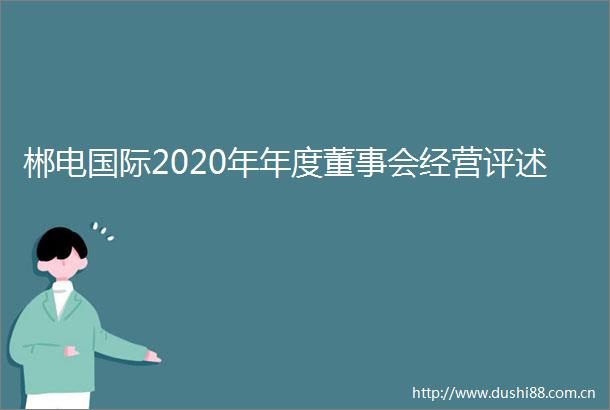 郴电国际2020年年度董事会经营评述