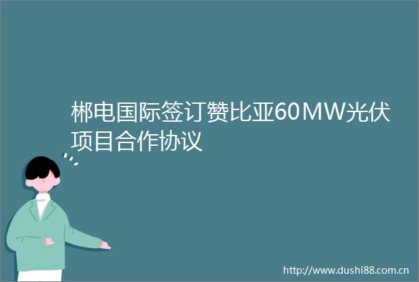 郴电国际签订赞比亚60MW光伏项目合作协议