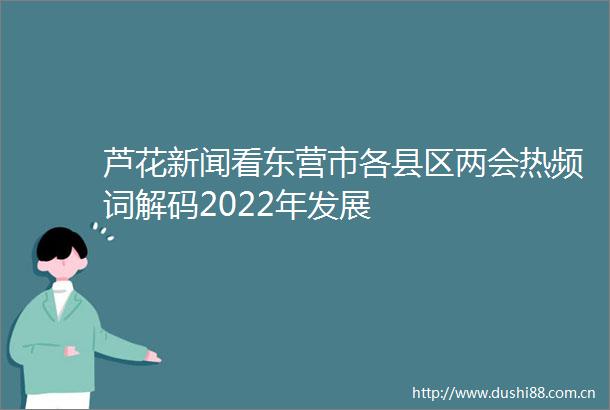 芦花新闻看东营市各县区两会热频词解码2022年发展