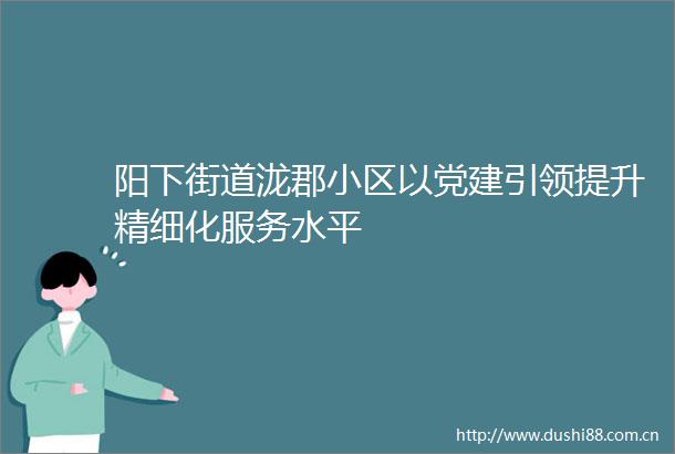 阳下街道泷郡小区以党建引领提升精细化服务水平