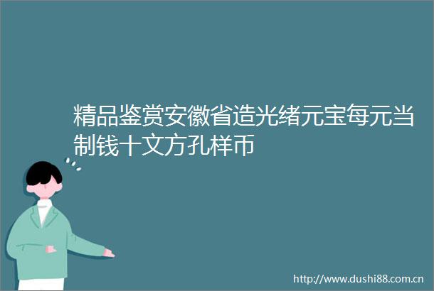 精品鉴赏安徽省造光绪元宝每元当制钱十文方孔样币