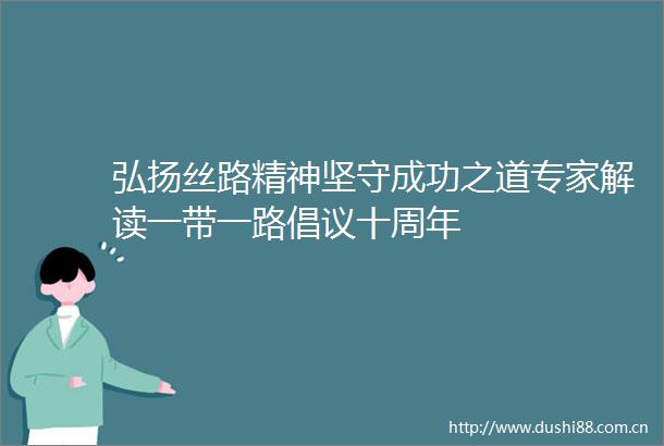 弘扬丝路精神坚守成功之道专家解读一带一路倡议十周年