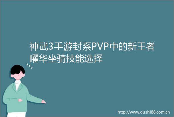神武3手游封系PVP中的新王者曜华坐骑技能选择