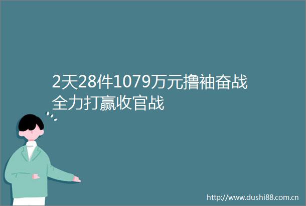 2天28件1079万元撸袖奋战全力打赢收官战