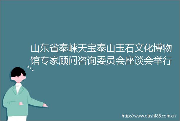 山东省泰崃天宝泰山玉石文化博物馆专家顾问咨询委员会座谈会举行