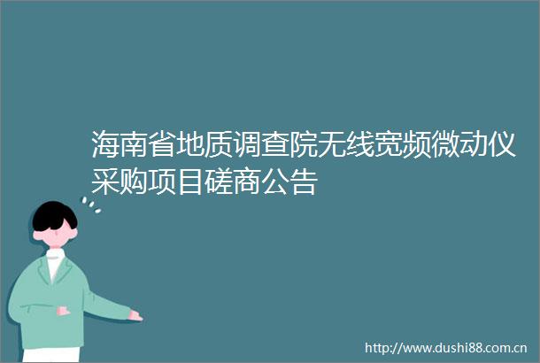 海南省地质调查院无线宽频微动仪采购项目磋商公告