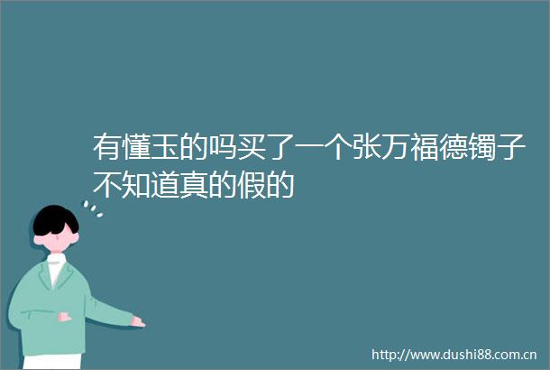 有懂玉的吗买了一个张万福德镯子不知道真的假的