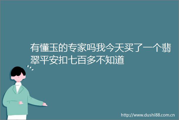 有懂玉的专家吗我今天买了一个翡翠平安扣七百多不知道
