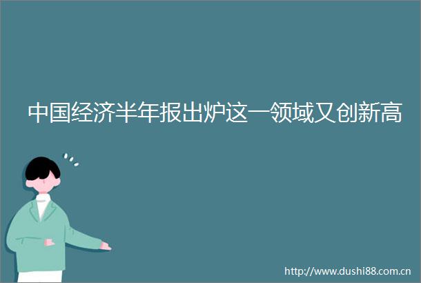 经济半年报出炉这一领域又创新高