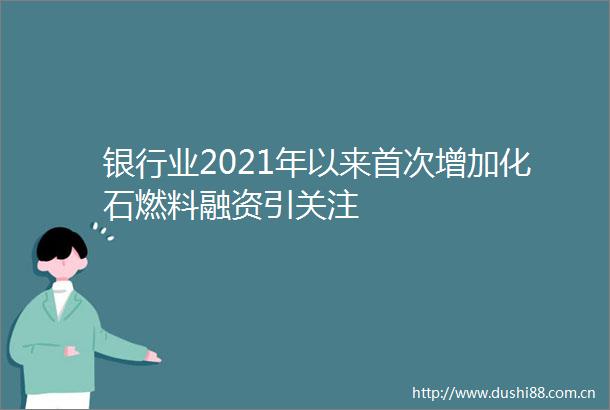 银行业2021年以来首次增加化石燃料融资引关注