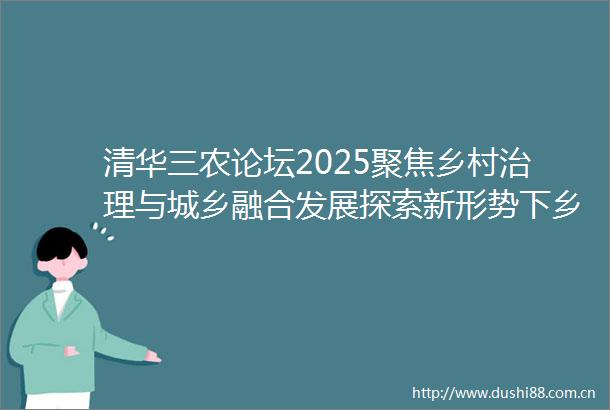 清华三农论坛2025聚焦乡村治理与城乡融合发展探索新形势下乡村治理有效路径探索新形势下乡村治理有效路径